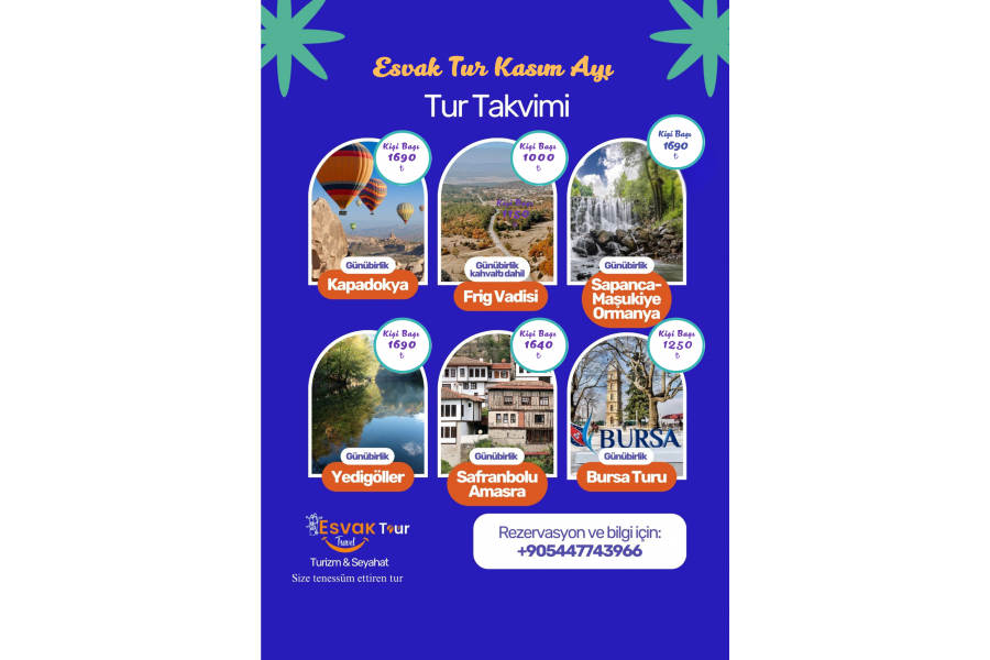 Kasım Ayı Günübirlik Tur Programı